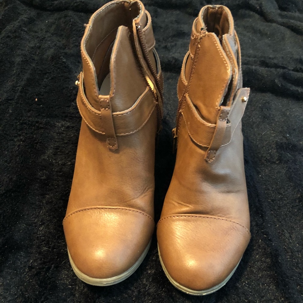 Brown heeled booties
